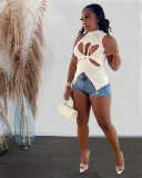 Sweater Fabric Split Cross Vest Top