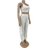 Printed Multi Pocket Tank Top Fashion Casual Suit Women's Two Piece