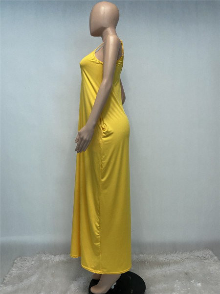 Women's Solid Color Casual Sling Loose Long Large Size Women's Spring Dress