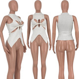 Sweater Fabric Split Cross Vest Top