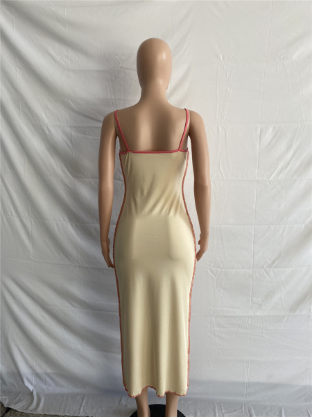 Sling naked back stitching sexy dress