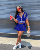 Women's Jacket Baseball Uniform Letter B Print Sports Skirt Set