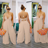 Suspenders Backless Bandeau Wide Leg Pants Jumpsuits