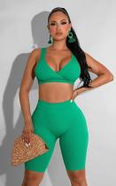 Solid color open back casual sports suit Solid color open back casual sports suit