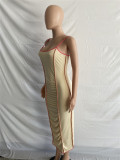 Sling naked back stitching sexy dress