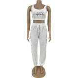 Printed Multi Pocket Tank Top Fashion Casual Suit Women's Two Piece