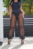 Sexy mesh sheer sports jogging pants