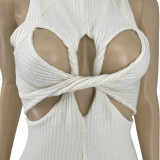 Sweater Fabric Split Cross Vest Top