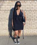 Sling personality stitching sexy dress