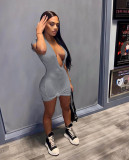 Deep V Sexy Short Dress Short Sleeve Rib