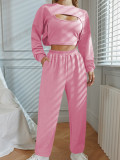 Waffle sports jogging three-piece set