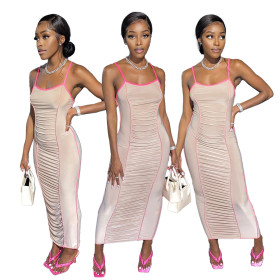 Sling naked back stitching sexy dress