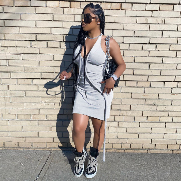 Sling personality stitching sexy dress