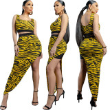 Fashionable and sexy new striped print two-piece set