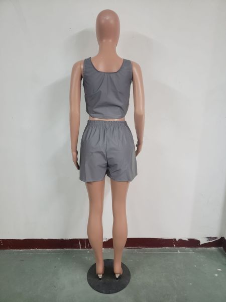 Fashion Sexy Nightclub Reflective Shorts Two-Piece Set