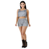 Fashion Sexy Nightclub Reflective Shorts Two-Piece Set