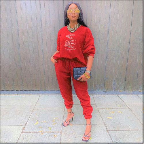 Fashion Casual Letter Print Girls Sports Pure Suit