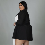 Solid Color Patchwork Tie Oversized Loose Shirt Dress
