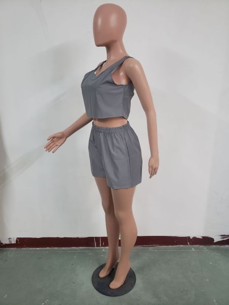 Fashion Sexy Nightclub Reflective Shorts Two-Piece Set