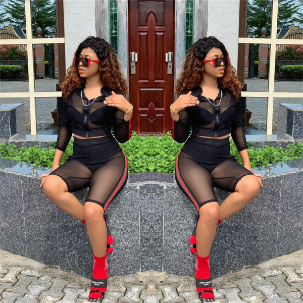 Fashion sexy mesh two-piece nightclub suit