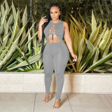 Summer style chest cutout webbing vest two-piece suit