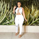 Summer style chest cutout webbing vest two-piece suit