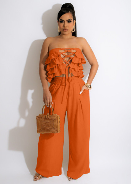 Off-the-shoulder strappy sexy two-piece suit