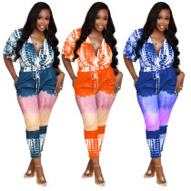 Women's Positioning Color Patchwork Digital Print Jumpsuit Women's Positioning Color Patchwork Digital Print Jumpsuit