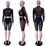 Fashion sexy mesh two-piece nightclub suit
