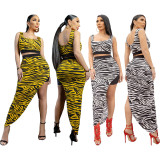 Fashionable and sexy new striped print two-piece set