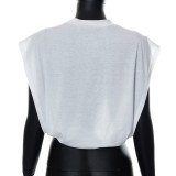 Loose Letter Print Athleisure Cropped Top