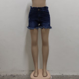 Fashion Versatile Slim Fit Washed Ripped Denim Stretch Shorts