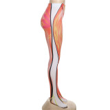 Fashion Digital Print Slim Fit Pants