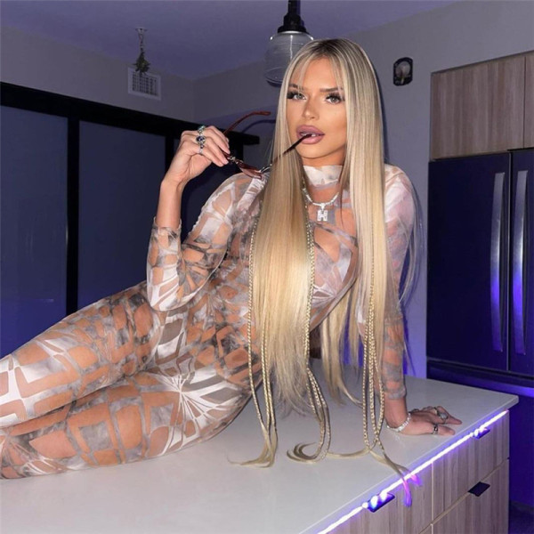 Women's Fashion Digital Printing Mesh See-Through High Waist Bodysuit