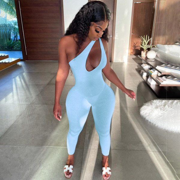 Sleeveless One-Shoulder Hip Lift Jumpsuit Sports Jumpsuit