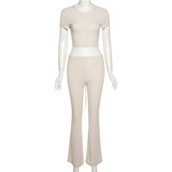 Sexy Backless Strap Slim Top High Waist Straight Pants Suit Women