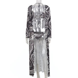 Sexy Shawl Cropped Tie Wrap Bust Beachwear Three-Piece Set