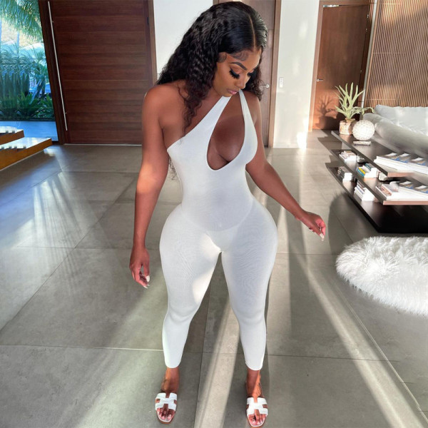 Sleeveless One-Shoulder Hip Lift Jumpsuit Sports Jumpsuit