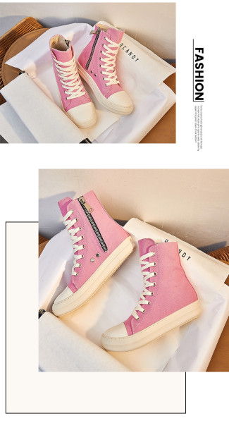 High-top canvas shoes trendy new thick-soled stitching trend casual sneakers