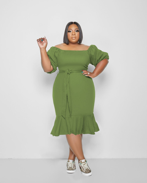 Plus size women's cute fishtail dress