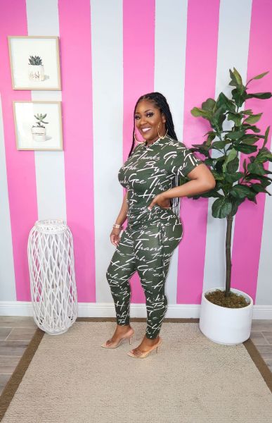 Two-piece printed short-sleeve side-tie trousers