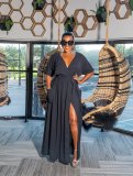 Sexy Fashion Solid Color V-Neck Women's Dress