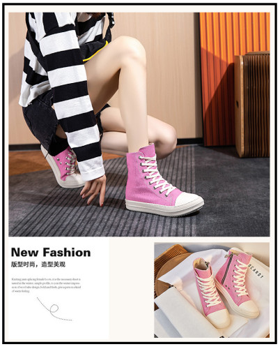 High-top canvas shoes trendy new thick-soled stitching trend casual sneakers