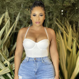 Sexy Sling Bodysuit High Waist Hollow Mesh Short Suit Women