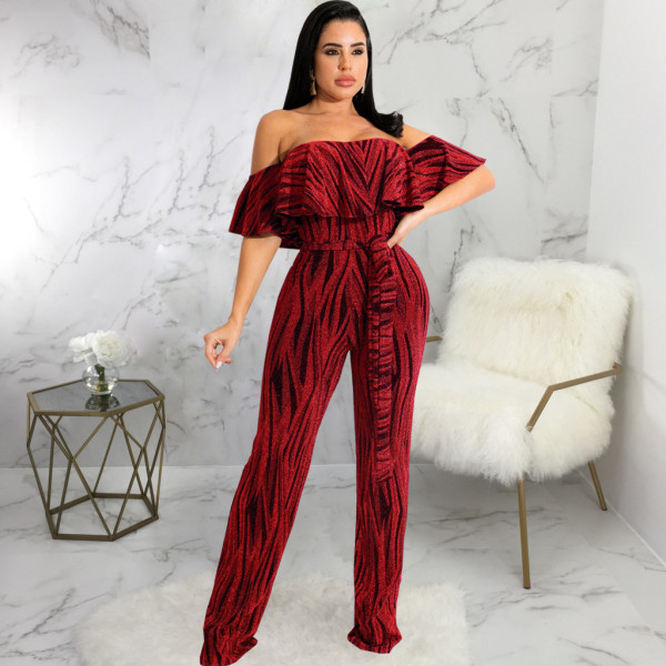 Sexy and fashionable word neck tube top jumpsuit