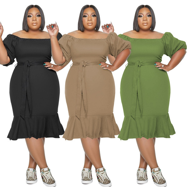 Plus size women's cute fishtail dress