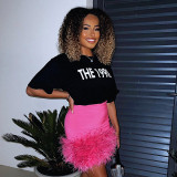 Loose Letter Print Athleisure Cropped Top