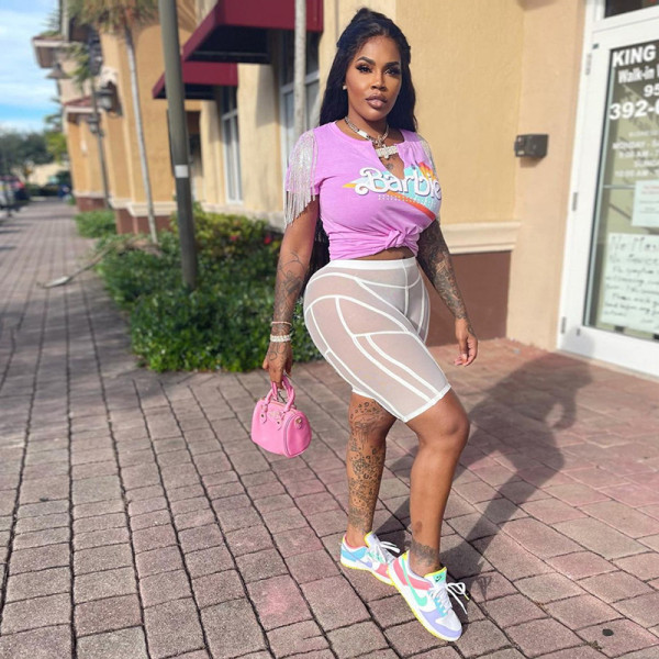 Sexy Mesh Hollow Perspective Street Shoot High Waist Pack Hip Tight Casual Pants