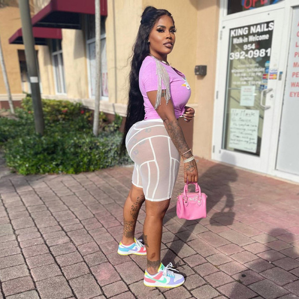 Sexy Mesh Hollow Perspective Street Shoot High Waist Pack Hip Tight Casual Pants