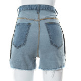 Reverse Lace Up Casual Pocket Denim Shorts